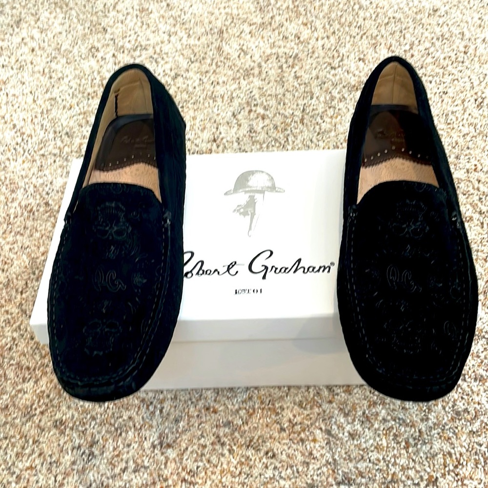 Robert Graham Skull Driving loafer size 10 Black Suede